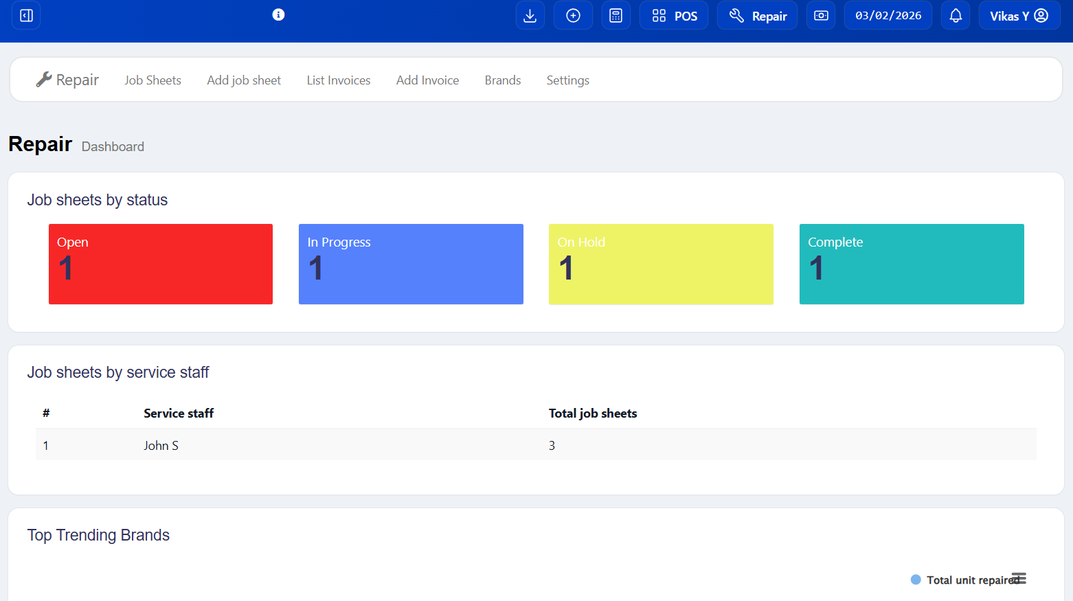 Zitow Repair App Dashboard